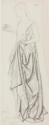 Weibliche Figur (Tinte und Bleistift auf Papier)